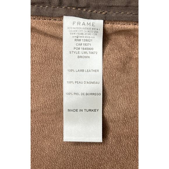 9-46 FRAME Men's Gym Shorts 100% Lamb Leather Brown Large - Picture 6 of 9